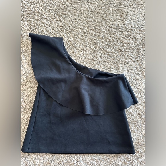 BLACK ASYMMETRIC BLOUSE Size XS - Picture 4 of 4